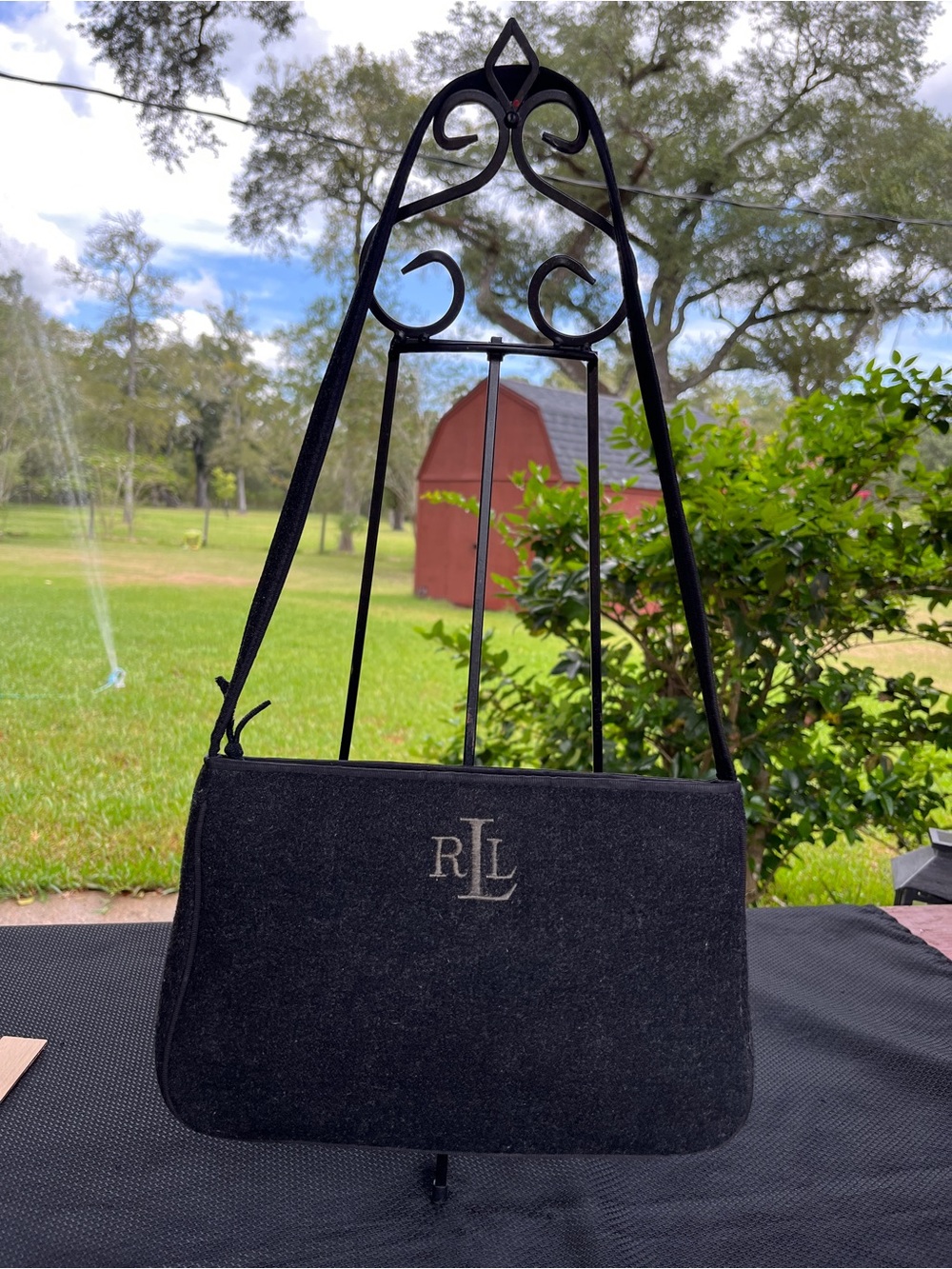 VTG Y2K LAUREN RALPH LAUREN Monogrammed Wool Shoulder Bag